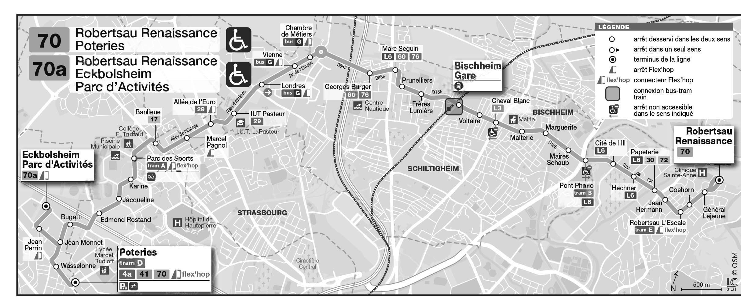 Bus 70 : horaires, plan et itinéraire